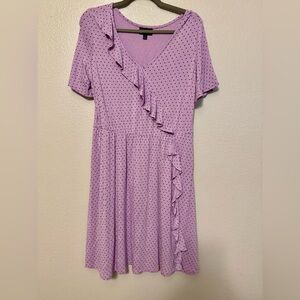 Lane Bryant Lilac Dotted Midi Dress with black polka dots